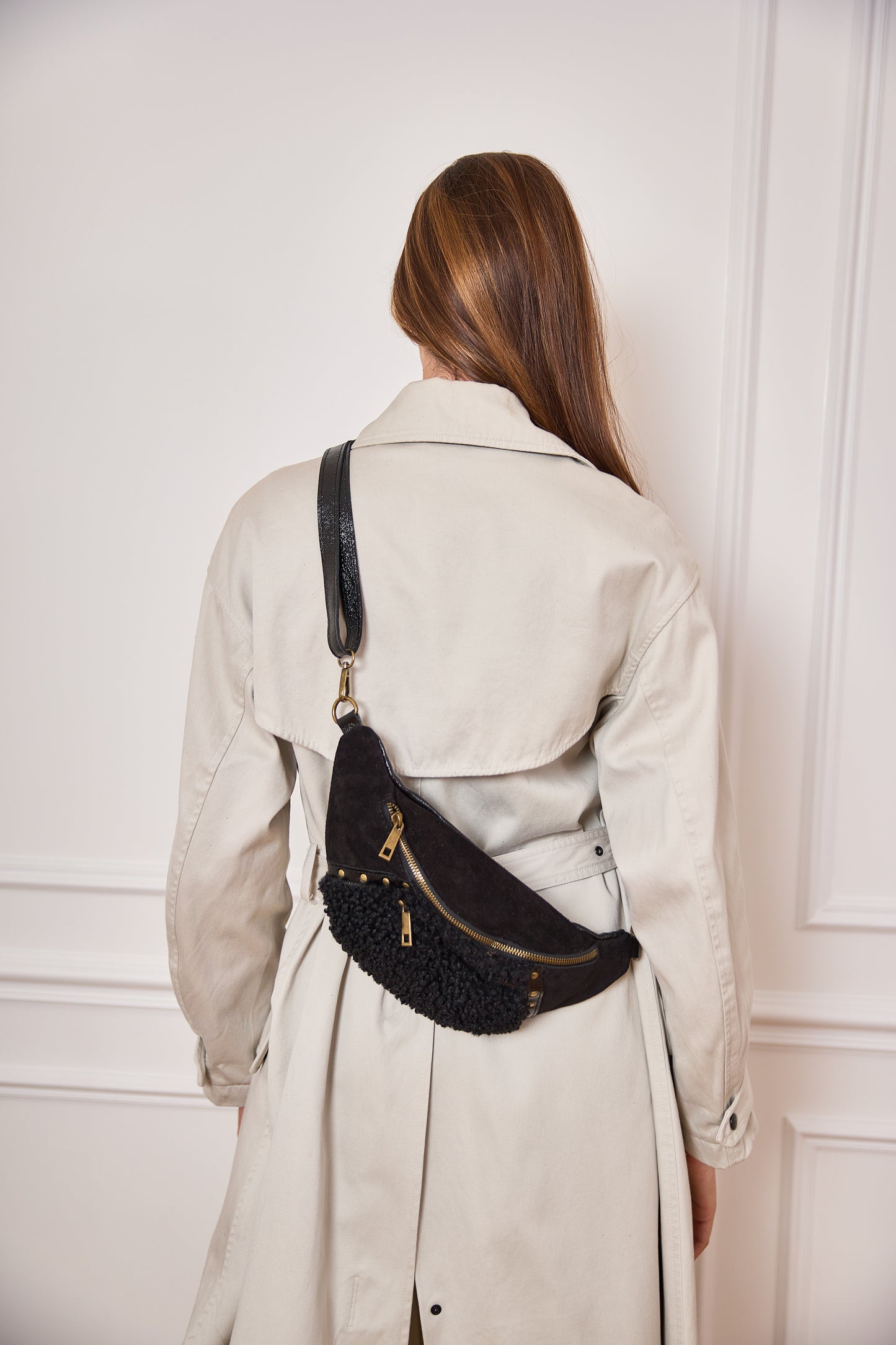 Sac banane cuir et moumoute