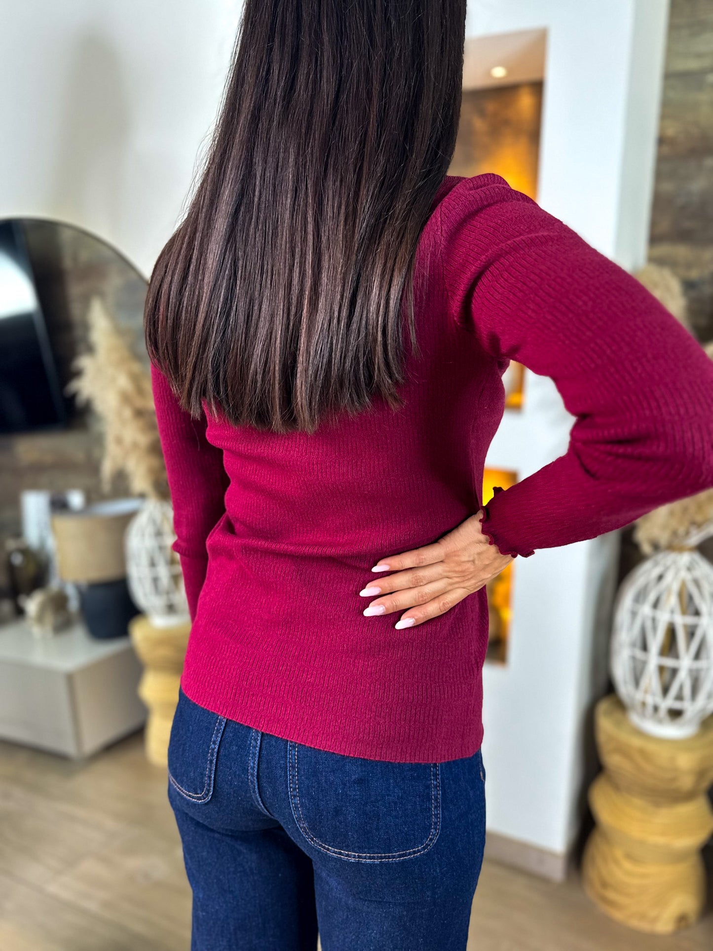 Pull fin Minie bordeaux