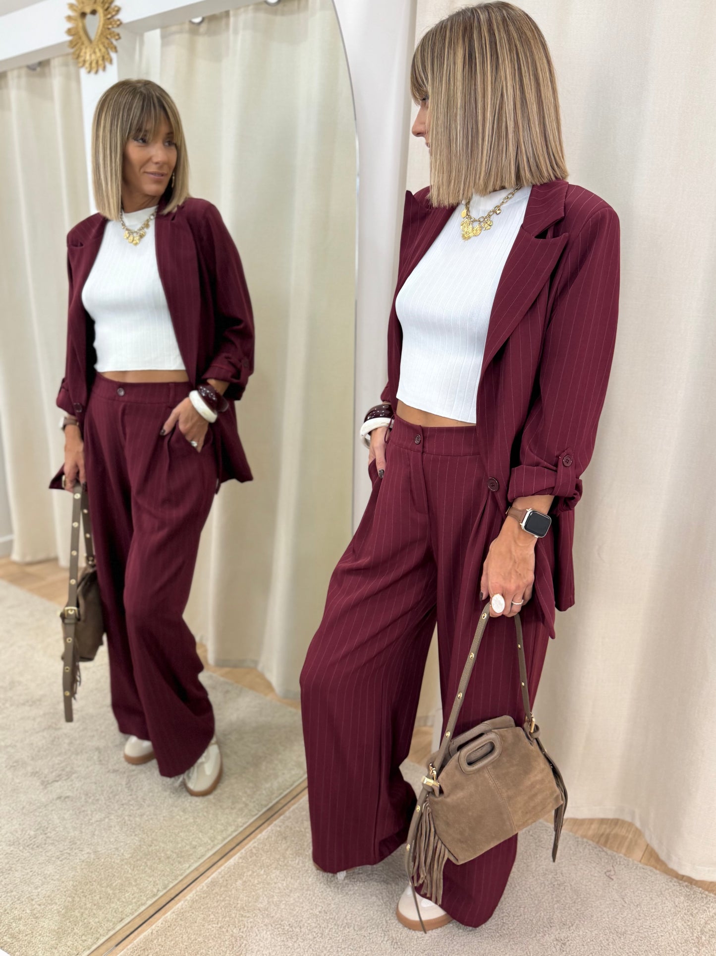 Pantalon Mila grenat
