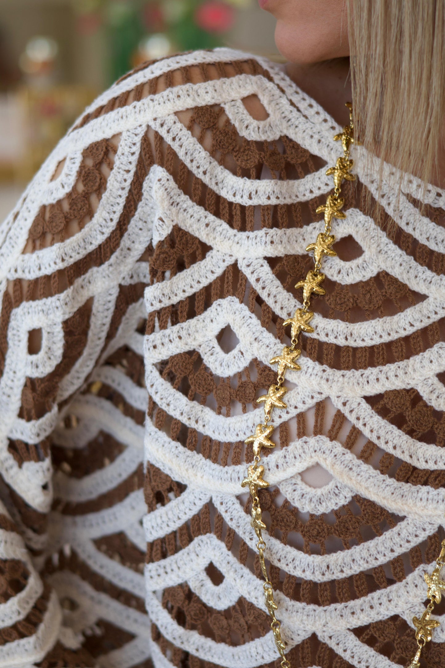 Top ALIXIA maille crochet chocolat