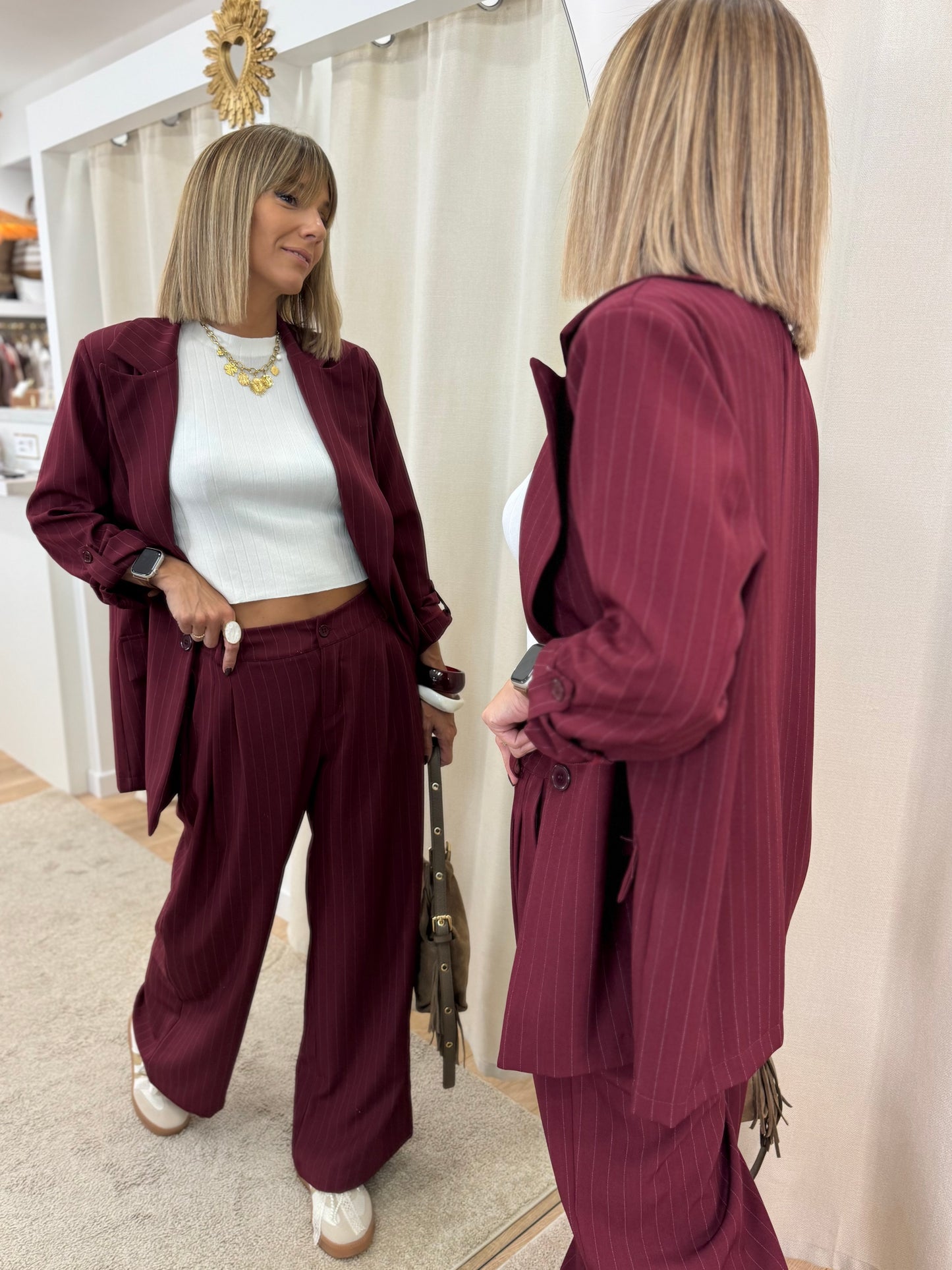 Pantalon Mila grenat