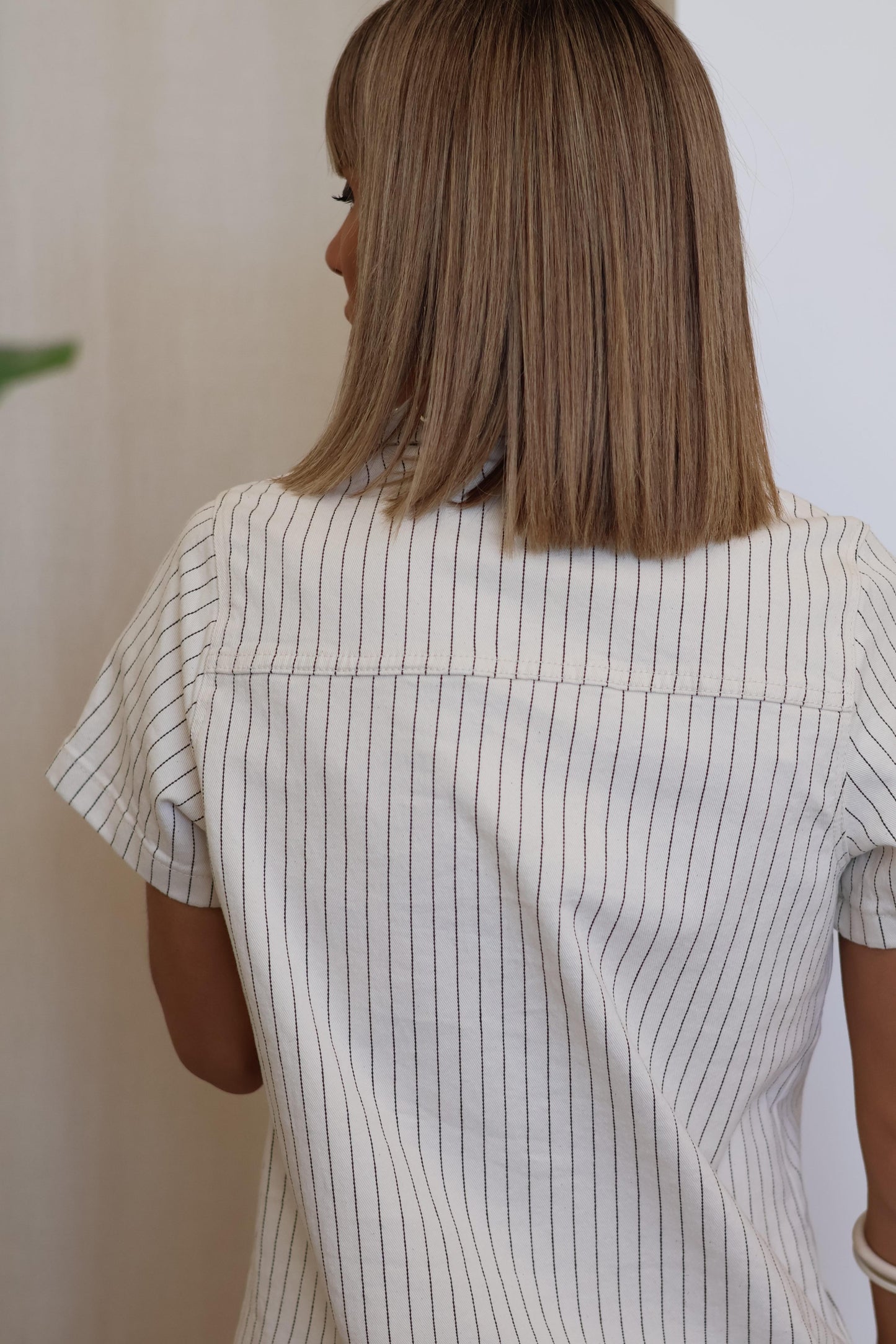 Robe ROMANE en jean beige à rayures