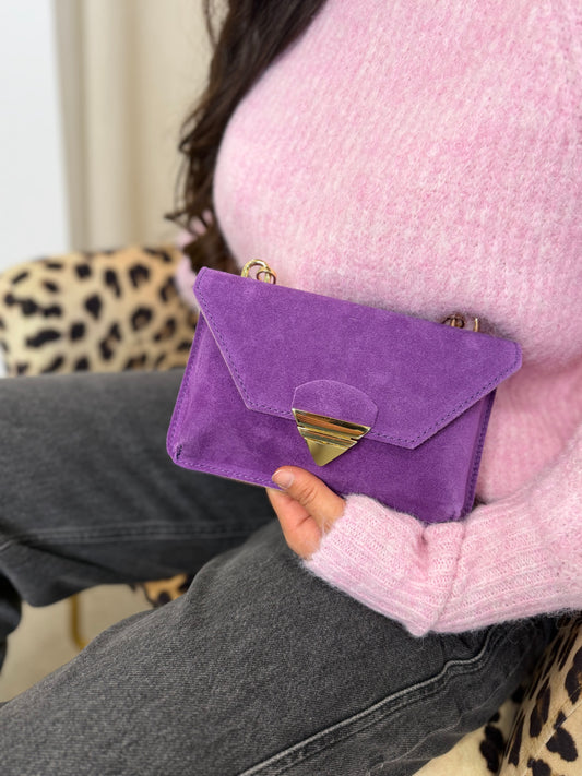 Pochette Élya en cuir violet