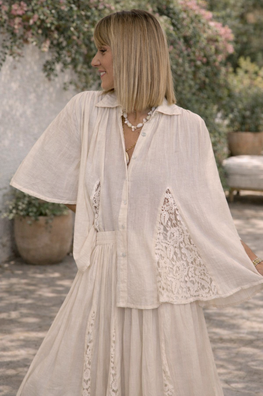 Chemise LINA gaze de coton & dentelle