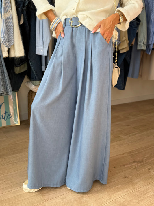 Pantalon Gwenn bleu denim fluide