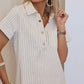 Robe ROMANE en jean beige à rayures