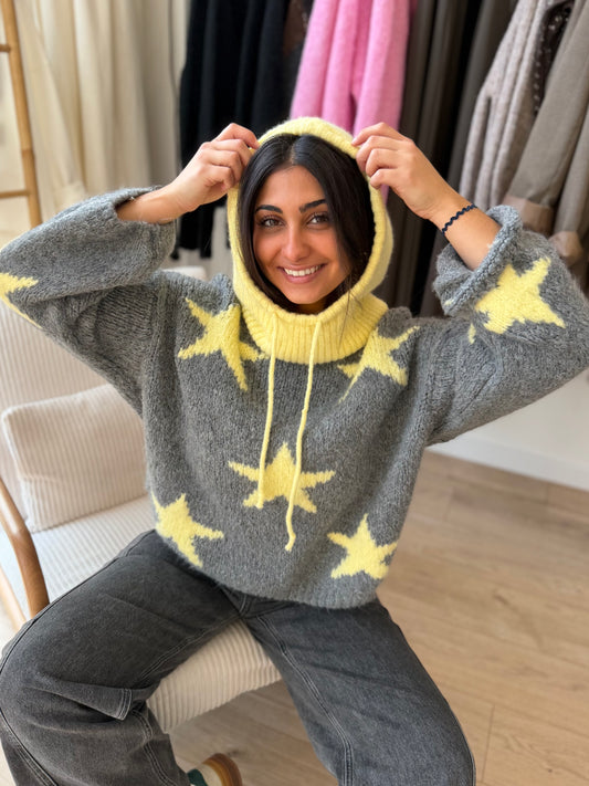 Cagoule laine jaune lumineux