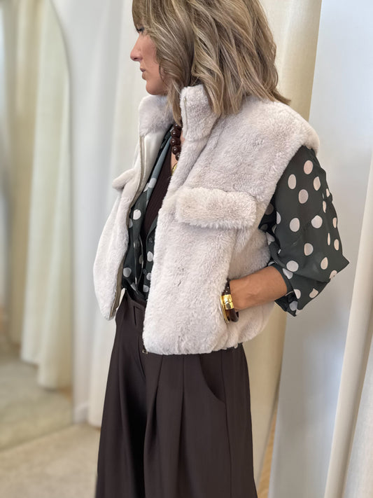 Gilet effet fourrure Astrid beige