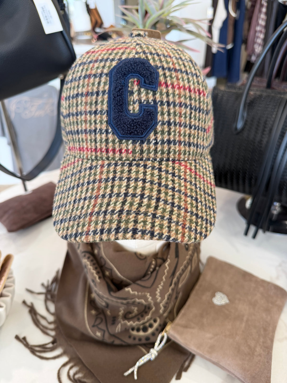 Casquette C effet tweed