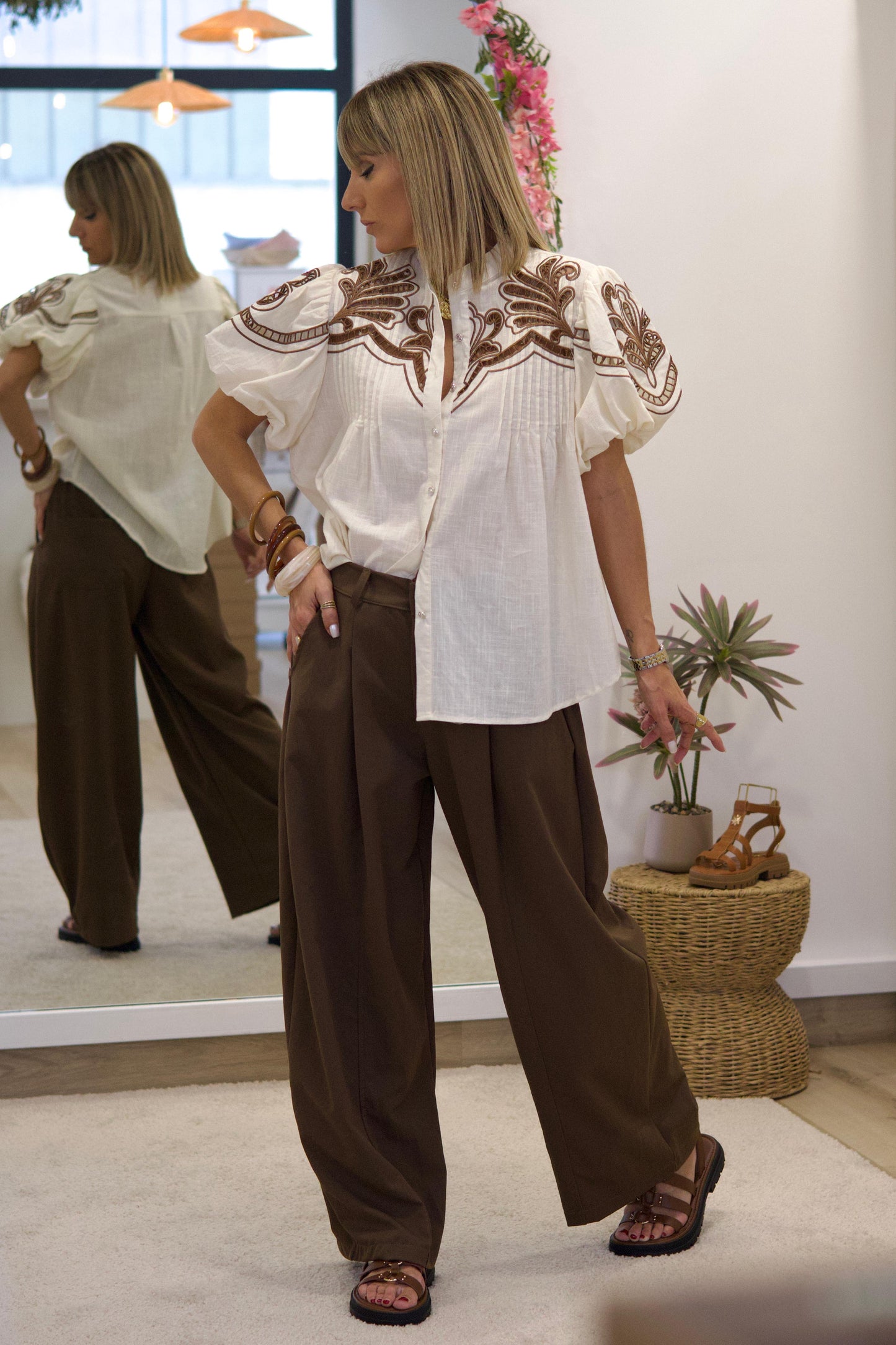 Blouse TOSCANA broderie chocolat