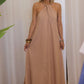 Robe longue MAJOU beige bohème à perles