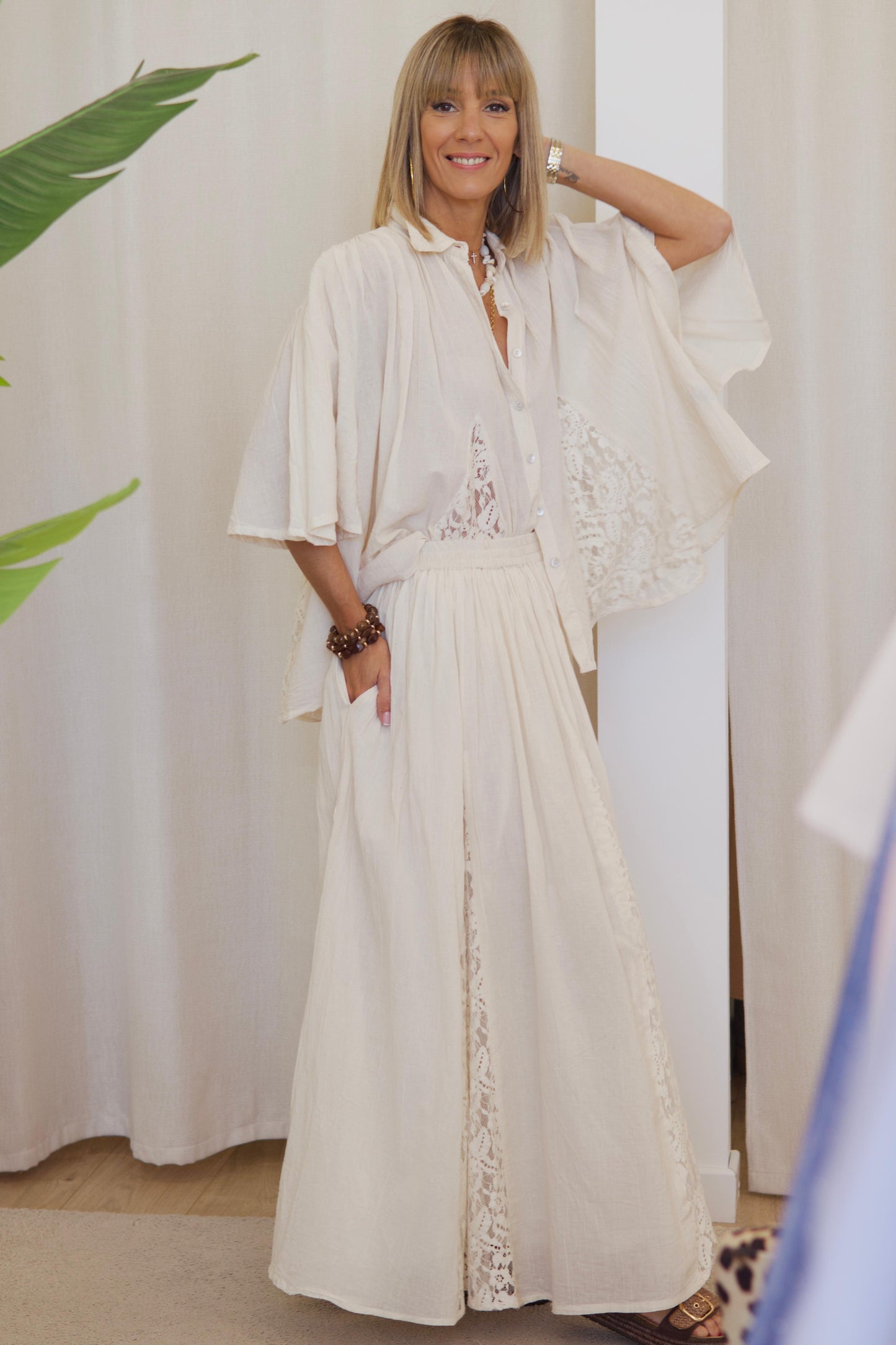 Chemise LINA gaze de coton & dentelle