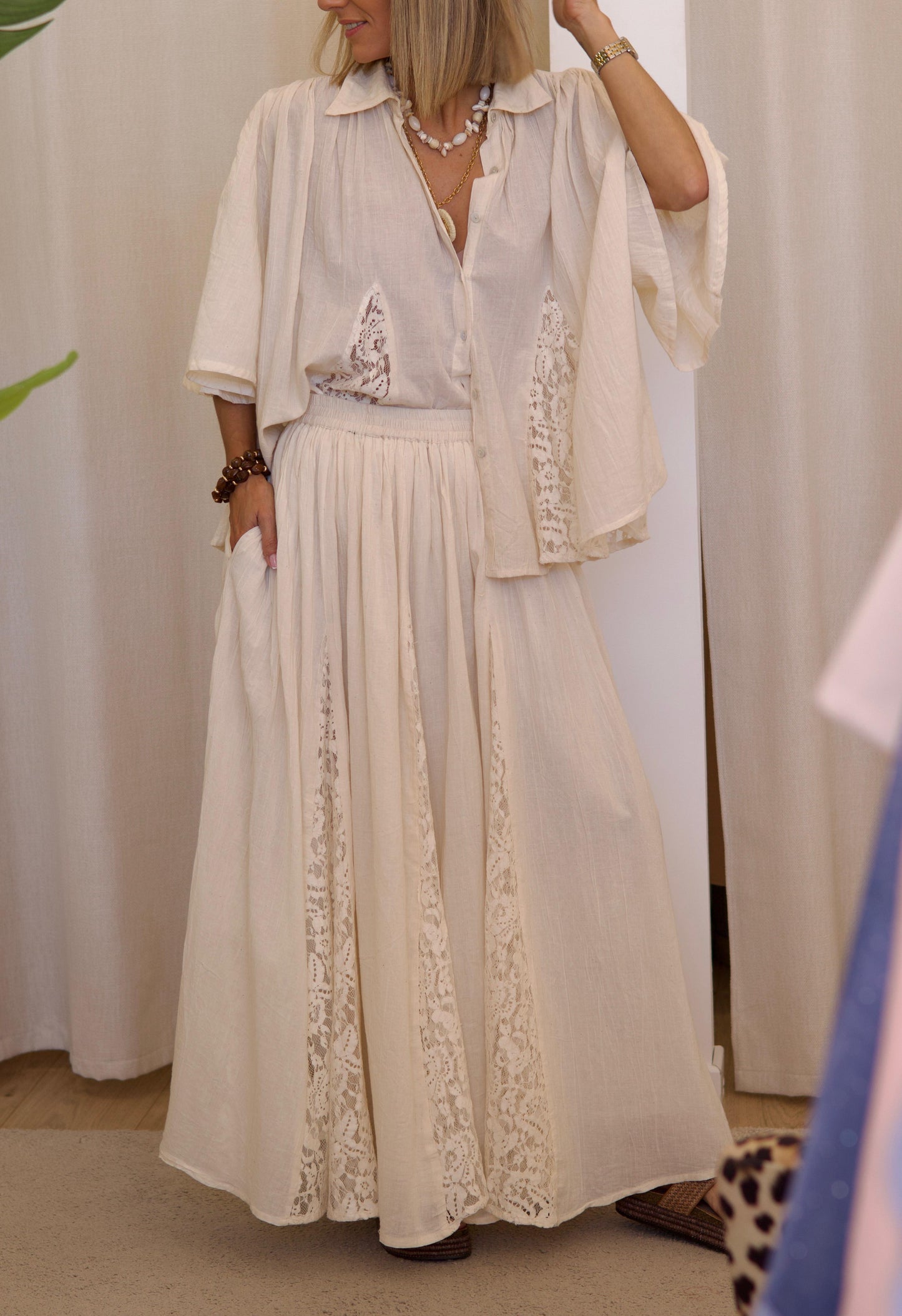 Chemise LINA gaze de coton & dentelle