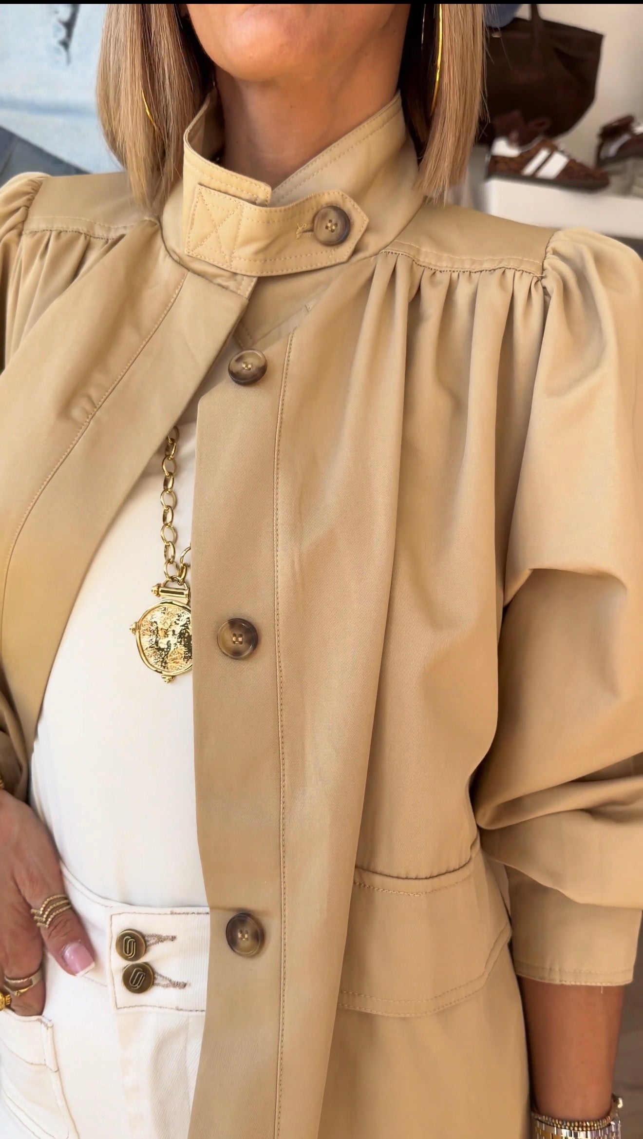 Veste Charlie col officier beige