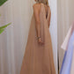 Robe longue MAJOU beige bohème à perles