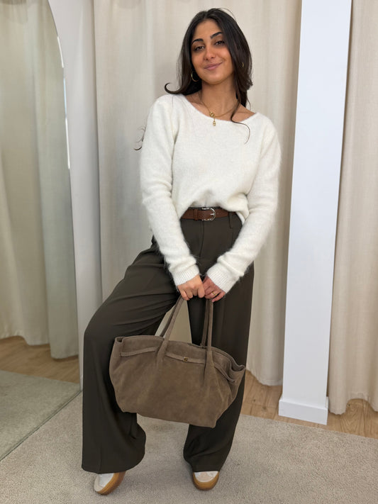 Sac Opaline en cuir taupe