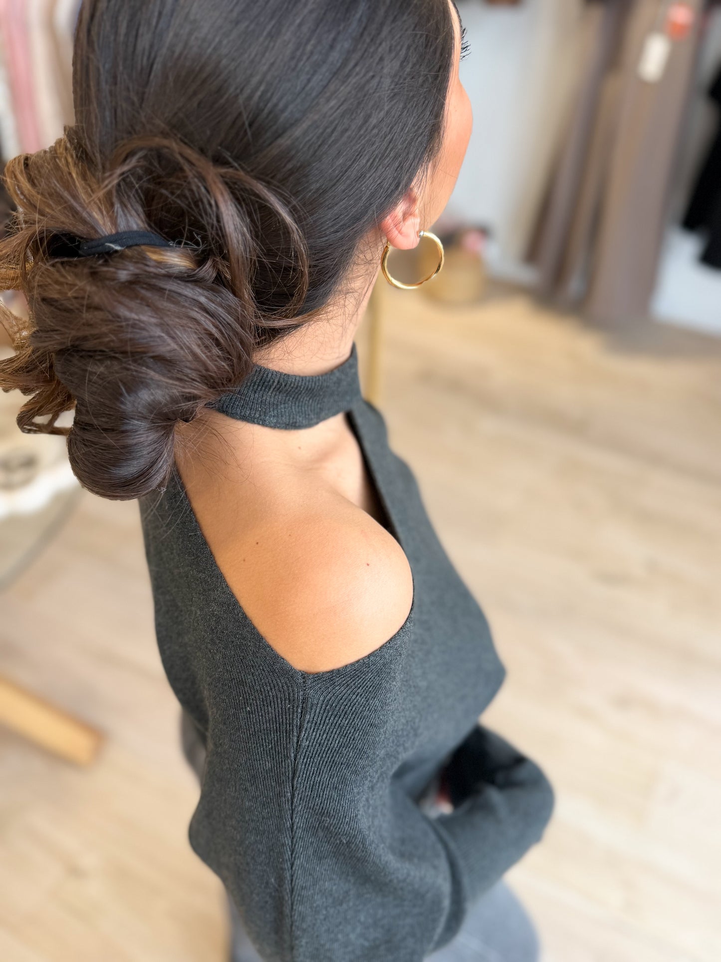 Pull Clarice noir asymétrique chic