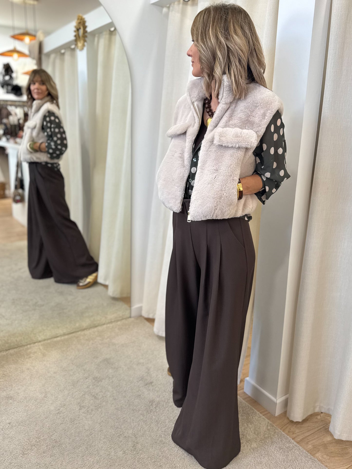 Gilet effet fourrure Astrid beige