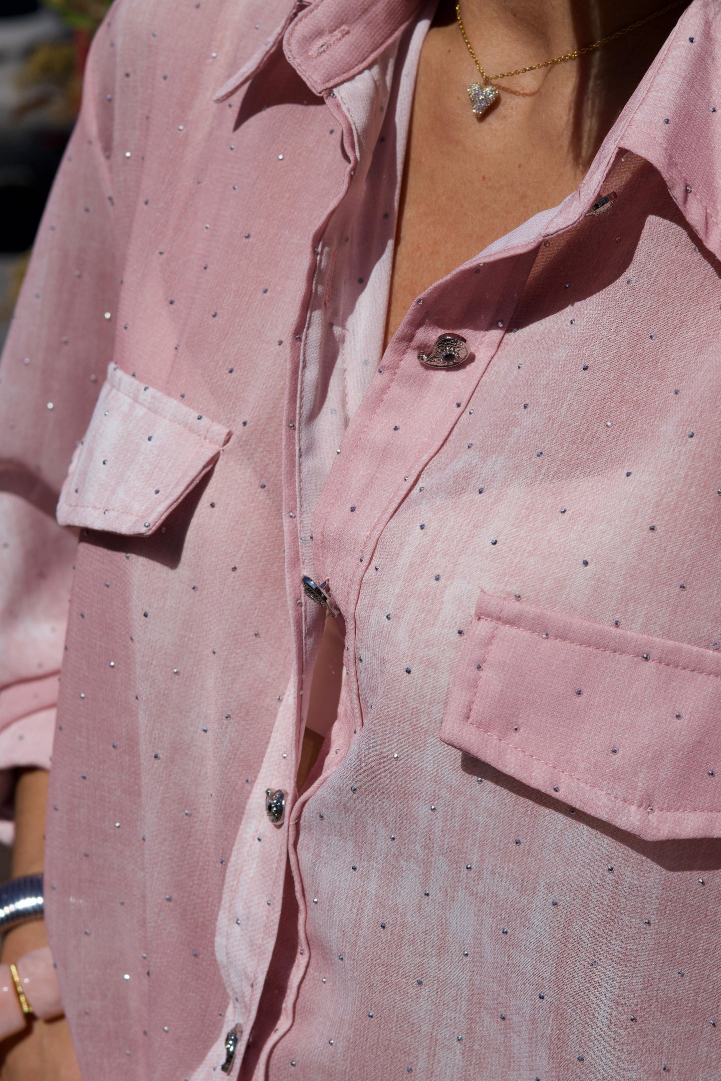 Chemise STRASS délavé rose