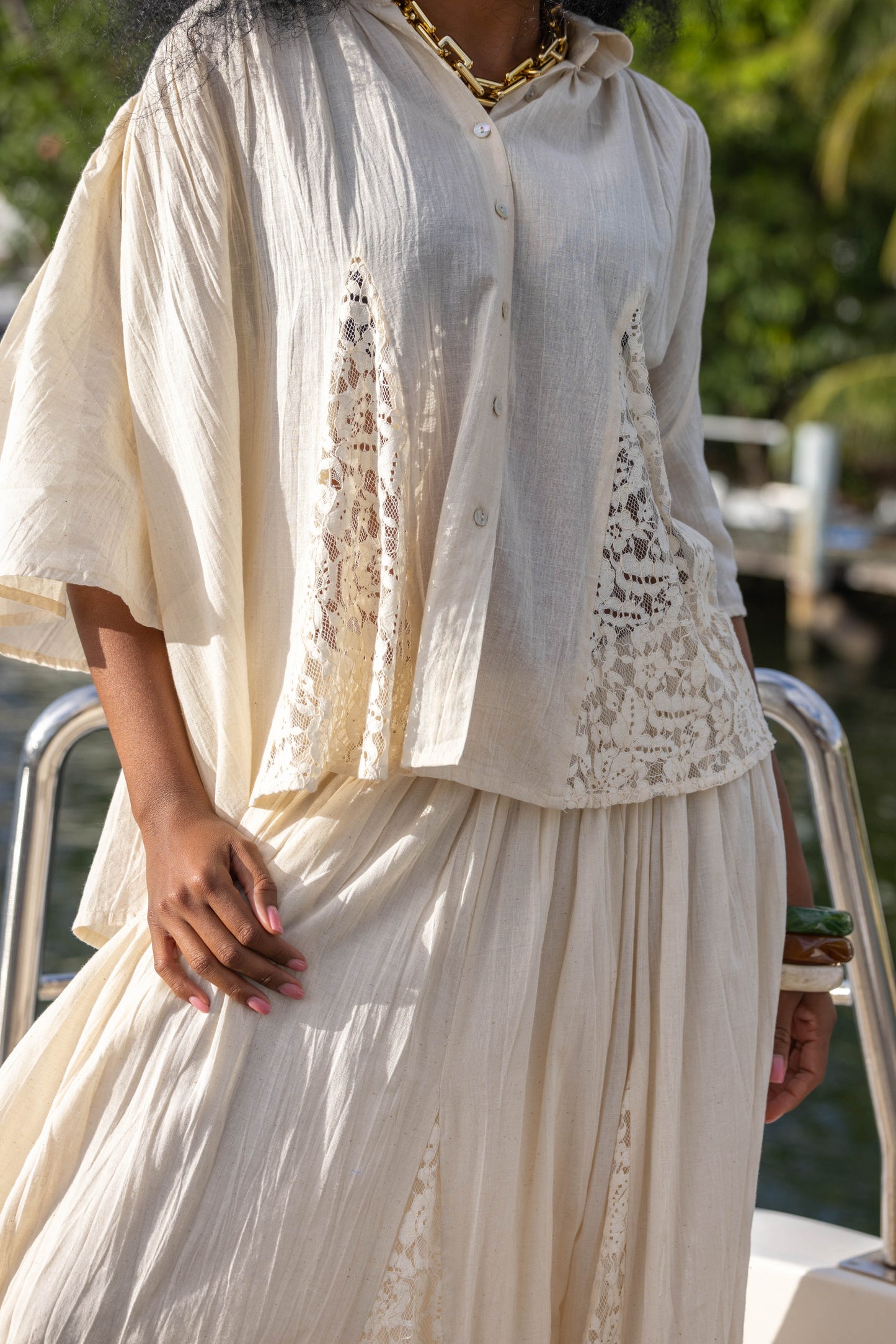 Chemise LINA gaze de coton & dentelle