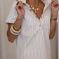 Robe ROMANE en jean beige à rayures