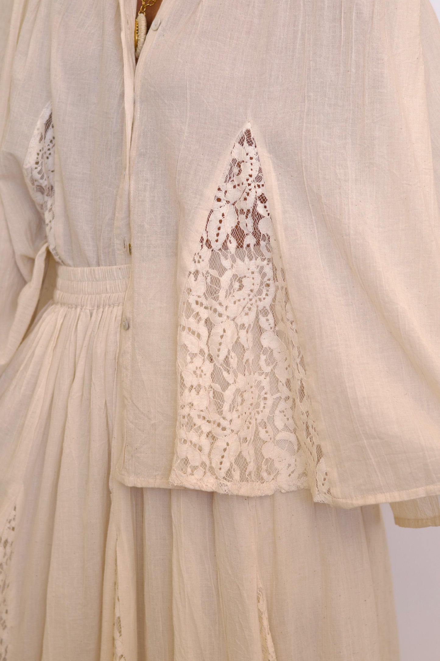 Chemise LINA gaze de coton & dentelle