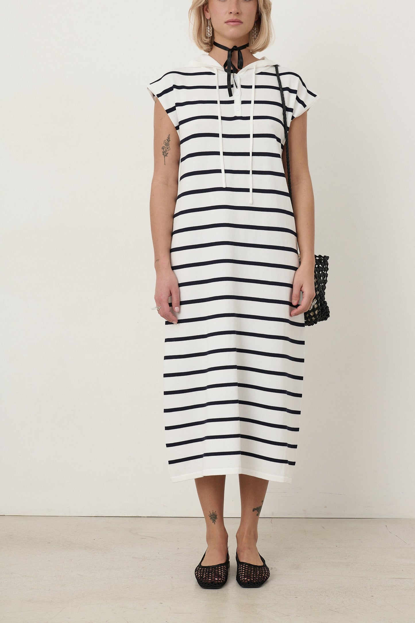 Robe Marinière à capuche fluide
