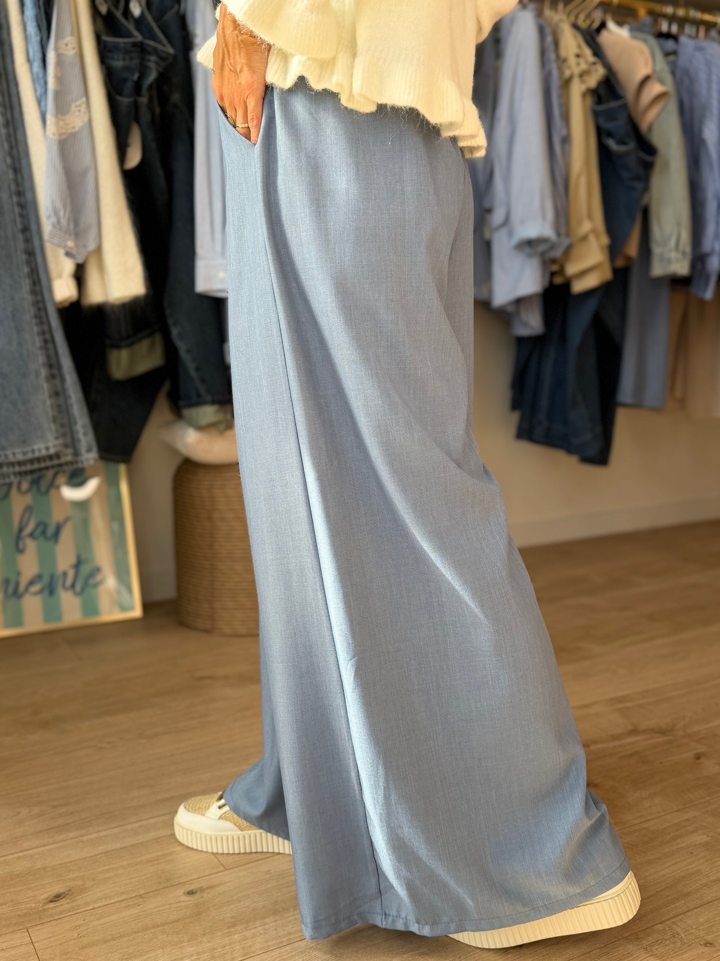 Pantalon Gwenn bleu denim fluide