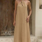 Robe longue MAJOU beige bohème à perles