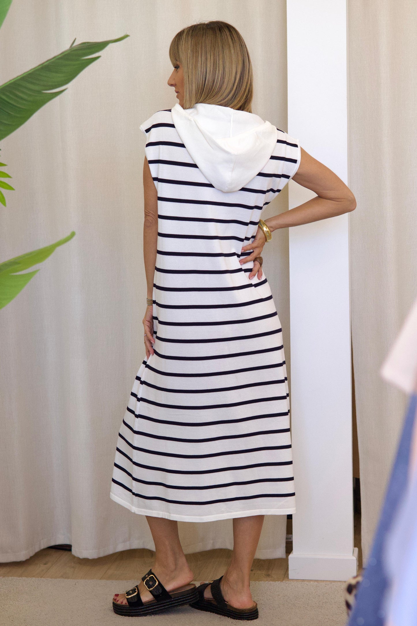 Robe Marinière à capuche fluide