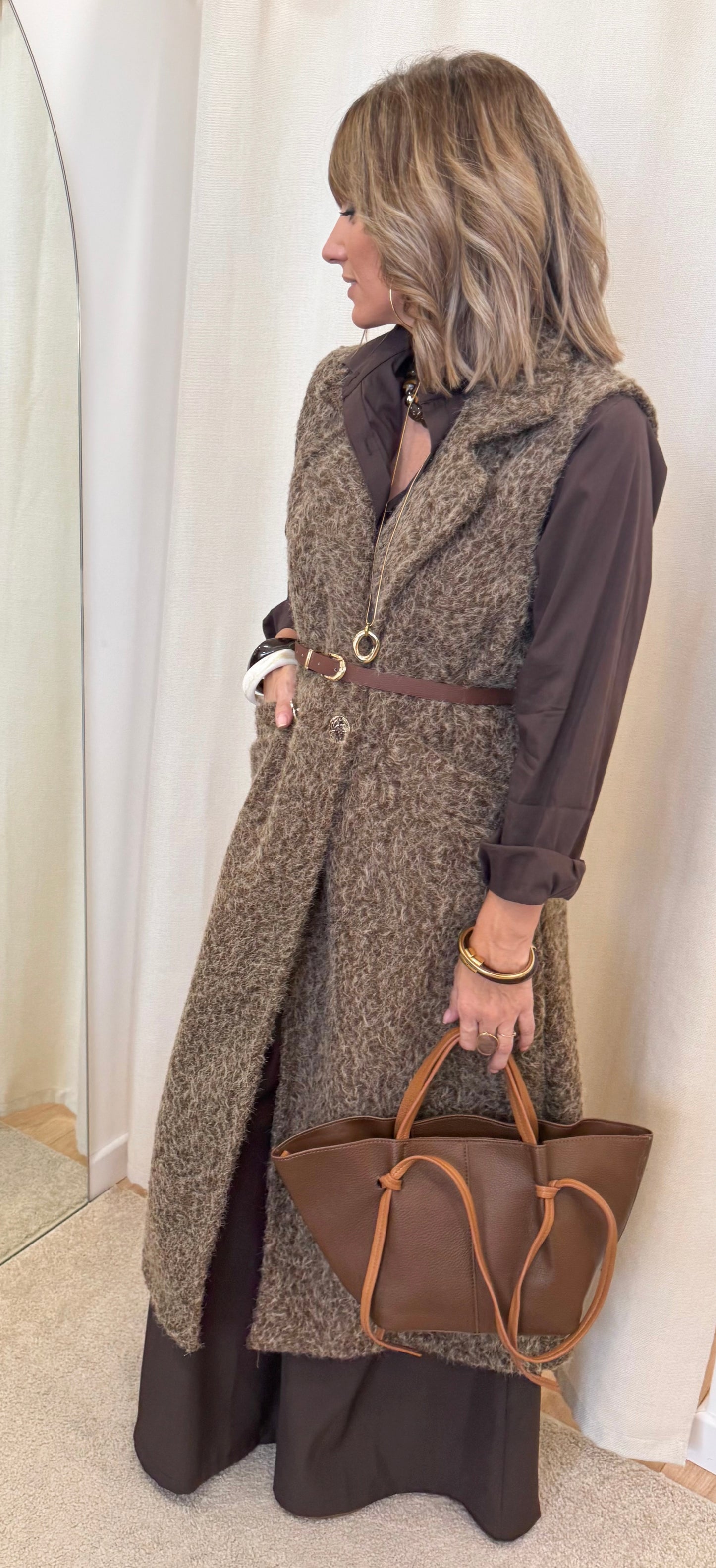 Gilet long Aurelien chocolat
