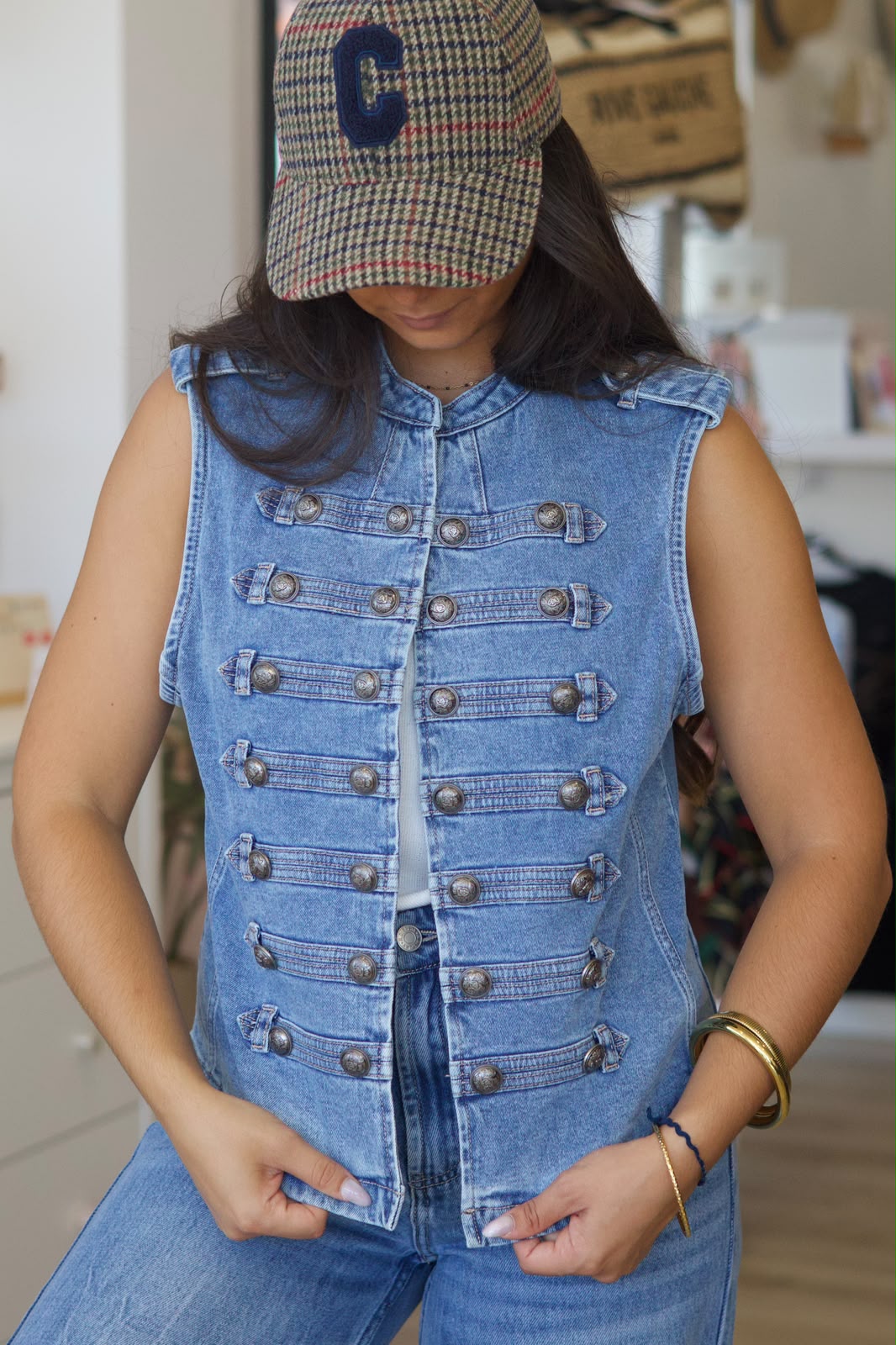 Casquette C effet tweed