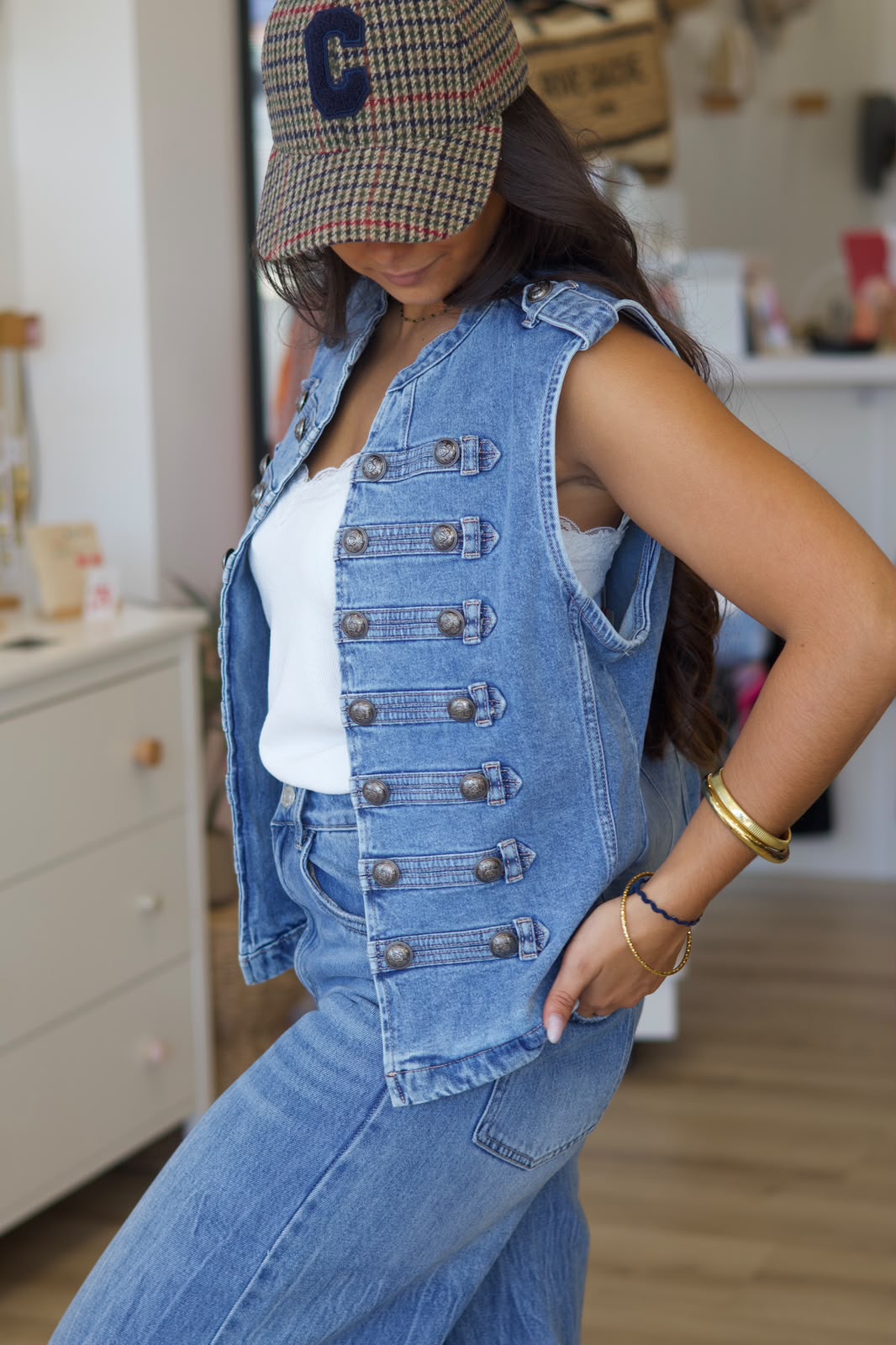 Casquette C effet tweed