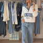 Pull Bonjour col denim
