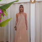 Robe longue MAJOU beige bohème à perles